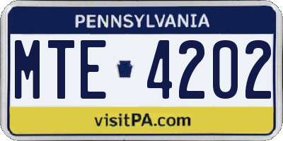 PA license plate MTE4202