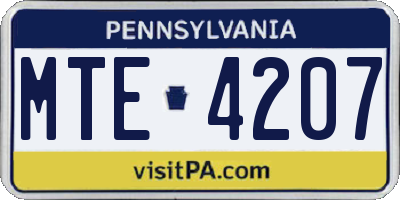 PA license plate MTE4207