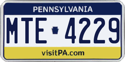 PA license plate MTE4229