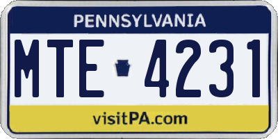 PA license plate MTE4231