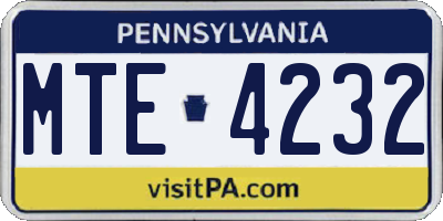 PA license plate MTE4232
