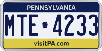 PA license plate MTE4233