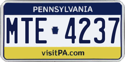 PA license plate MTE4237