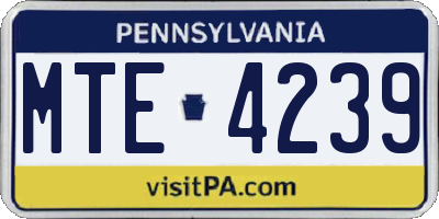 PA license plate MTE4239