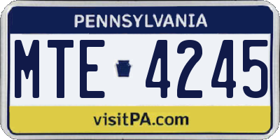 PA license plate MTE4245