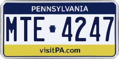 PA license plate MTE4247