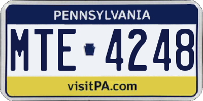 PA license plate MTE4248