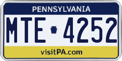 PA license plate MTE4252