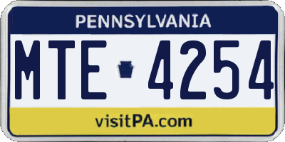 PA license plate MTE4254