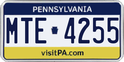 PA license plate MTE4255