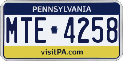 PA license plate MTE4258