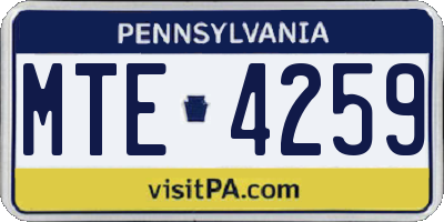 PA license plate MTE4259
