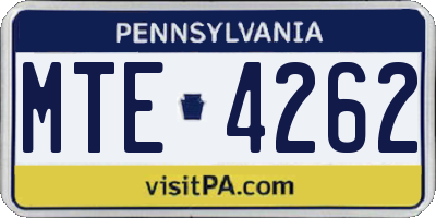 PA license plate MTE4262