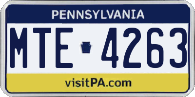 PA license plate MTE4263