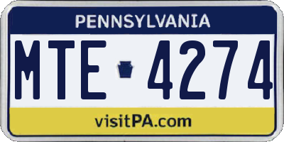 PA license plate MTE4274