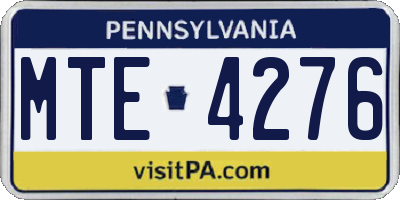 PA license plate MTE4276