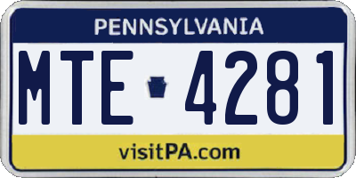 PA license plate MTE4281