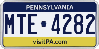 PA license plate MTE4282