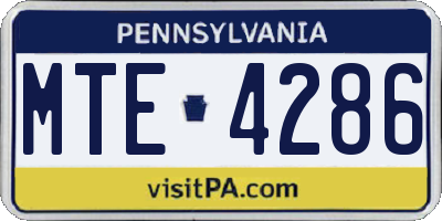 PA license plate MTE4286