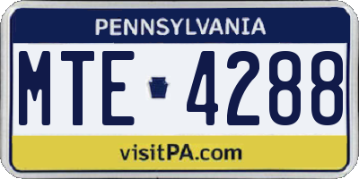 PA license plate MTE4288