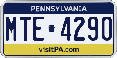 PA license plate MTE4290