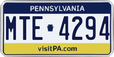 PA license plate MTE4294