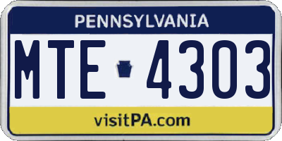PA license plate MTE4303