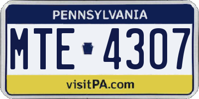 PA license plate MTE4307