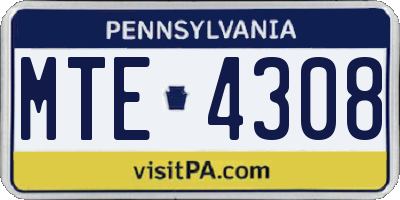 PA license plate MTE4308