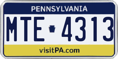 PA license plate MTE4313