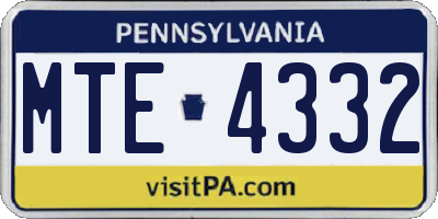 PA license plate MTE4332