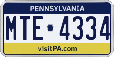 PA license plate MTE4334