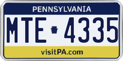 PA license plate MTE4335