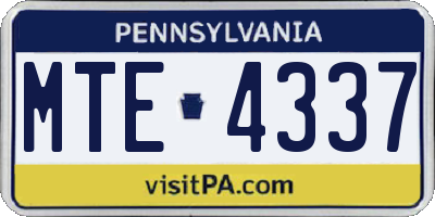 PA license plate MTE4337