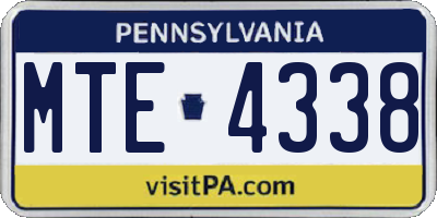 PA license plate MTE4338