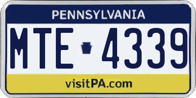 PA license plate MTE4339