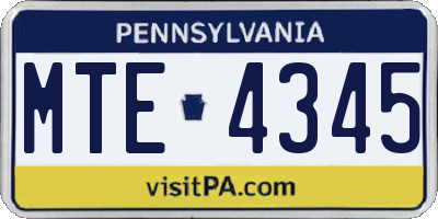 PA license plate MTE4345