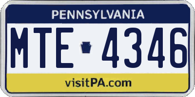 PA license plate MTE4346