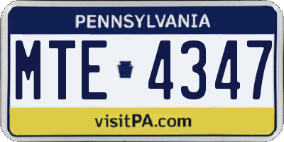 PA license plate MTE4347