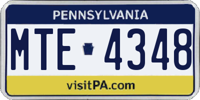 PA license plate MTE4348