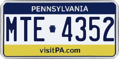 PA license plate MTE4352