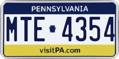 PA license plate MTE4354