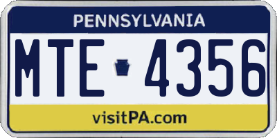 PA license plate MTE4356