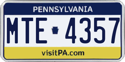 PA license plate MTE4357