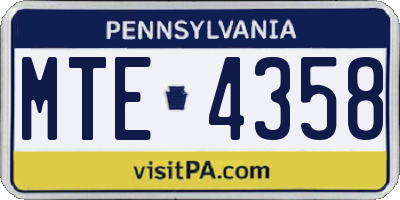 PA license plate MTE4358