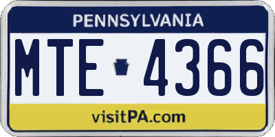 PA license plate MTE4366