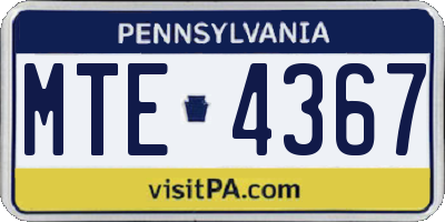 PA license plate MTE4367