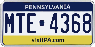 PA license plate MTE4368