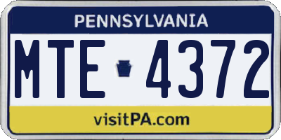 PA license plate MTE4372