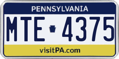 PA license plate MTE4375